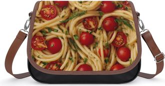 Generic Italy Spaghetti Pasta Noodles Small Womens Crossbody Bags Shoulder Handbag with Adjustable Strap for Travel