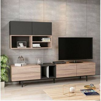 Homemania Homemania - Parete attrezzata Diany 195 rovere antracite