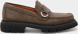 Ferragamo Men & apos;s Andover Suede Lug-Sole Loafers