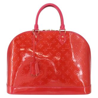 Louis Vuitton Alma Monogram Vernis Red Patent_Leather Handbag (Pre-Owned)
