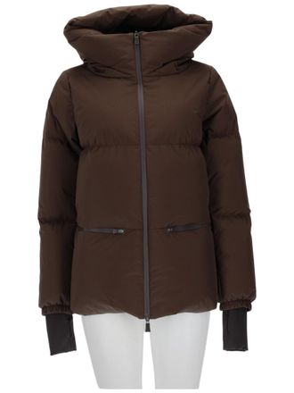 Herno Padded Brown Quilted Jacket with High Collar and Hood