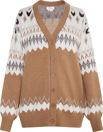 Usha Gebreid vest Dames Camel Veelkleurig