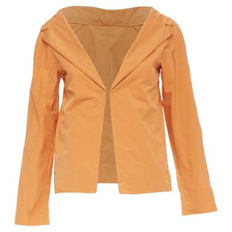 Marni orange nylon blend notch lapel single breasted cropped blazer IT36 XXS