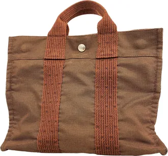 Herm&egrave;s Brown Nylon Tote Bag (Pre-Owned)