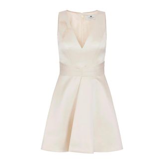 Elisabetta Franchi Duchess satijnen mini-jurk - Dames - Korte kleedjes - Beige - XS - Satijn - Kleedjes