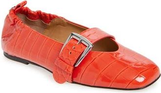 Ganni Mary Jane Ballet Flat in Orange at Nordstrom, Size 10Us
