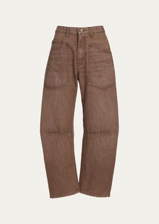 Nili Lotan Shon Barrel-Leg Ankle Jeans