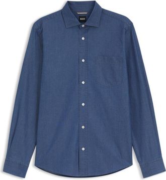 BOSS Casual-fit shirt in washed cotton denim