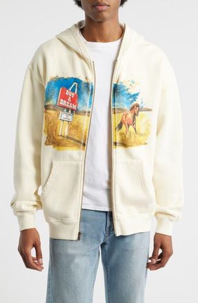 One Of These Days Motel Cotton Zip Hoodie in Bone at Nordstrom, Size Xx-Large