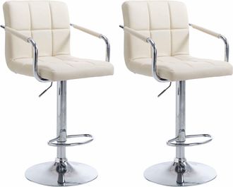 Clp Set De 2 Taburetes Lucy V2 En Simil Cuero Crema Cromado