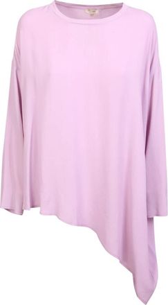 Her Shirt Paarse Zijdeblend Asymmetrische Blouse - Dames - Longsleeves - Paars - M - Tops