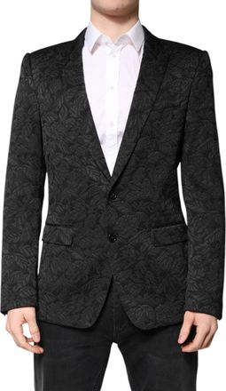 Dolce & Gabbana Mens Black Martini Brocade Single Breasted Blazer Clothing