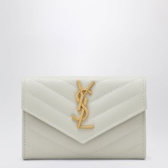 Saint Laurent Monogram Envelope small wallet in cream