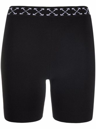 Off-white arrows motif knitted shorts - women - Polyester/Polyamide/Spandex/Elastane - 40 - Black