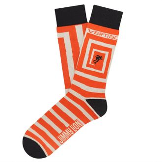 Jimmy Lion Hitchcock socks, made from premium combed cotton, walk in style!, Hitchcock Vertigo - Orange, M