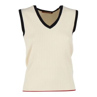 Max Mara V-neck Knitwear, female, White, Size: XS Maglia Canottiera Top Umile