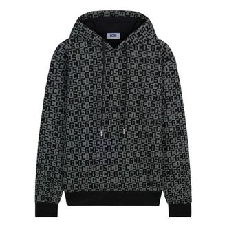 GCDS Gcds, Hoodies & sweatvesten, Heren, Zwart, M, All-Over Monogram Hoodie