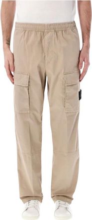 Stone Island Relaxed-fit Cargo Joggers - Heren - Straight fit broeken - Beige - W36 - Katoen - Broeken