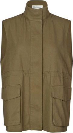 Lollys Laundry Stoffen Groene Vest - Dames - Bodywarmers - Groen - S - Katoen - Jassen
