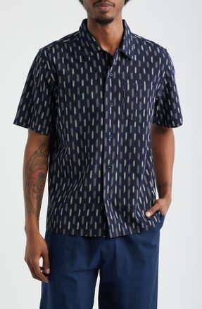 Service Works Ikat Short Sleeve Button-Up Shirt in Navy at Nordstrom, Size Xx-Large