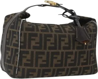 Fendi Pre-owned Shoulder Bags, female, Brown, Size: ONE SIZE Pre-owned Zucca Canvas Hand Bag