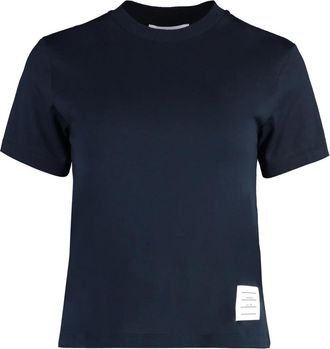 Thom Browne Katoenen T-shirt met ronde hals - Dames - T-shirts - Blauw - M - Katoen - Tops