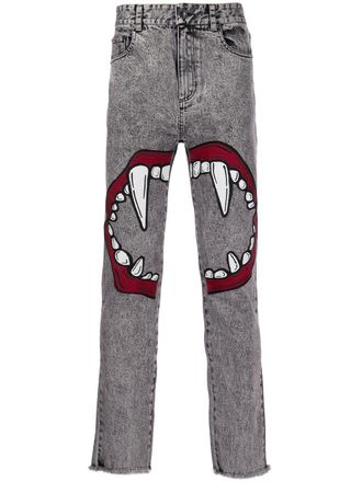 Haculla Jeans skinny Fang Lip con stampa - Grigio