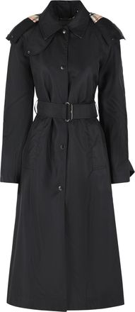 Burberry Langer Automantel mit schwarzer Nylonkapuze