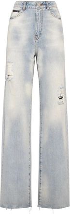 Philipp Plein Wide-leg Jeans - Dames - Loose Fit Jeans - Blauw - W26 - Katoen - Jeans