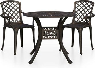 vidaXL Mesa Y Sillas De Bistr&oacute; 3 Piezas Aluminio Fundido Color Bronce Vidaxl