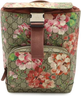 Gucci Gg Blooms Beige Pink Multi-Color Gg Supreme Suede Backpack (Pre-Owned)