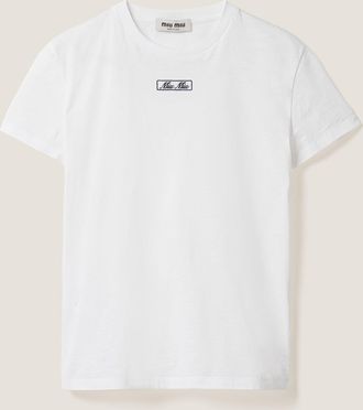Miu Miu Embroidered cotton jersey T-shirt