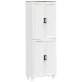 HOMCOM Modern Kitchen Cupboard Storage Cabinet with 4 Shelves - White | TJ Hughes