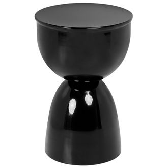 Beliani Mesa Auxiliar Elegante Redonda De Hierro Pintada Para Interiores Peana Negro Canyon