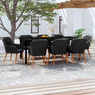 vidaXL Juego De Comedor De Jard&iacute;n 9 Piezas Con Cojines Negro Vidaxl