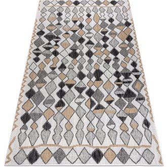 RugsX Rugsx - Alfombra Sisal Cooper Diamantes, Zigzag 22217 Crudo / Negro Beige 160x220 Cm