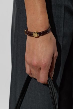 Tory Burch Leather Logo Bracelet, Womens, Brown