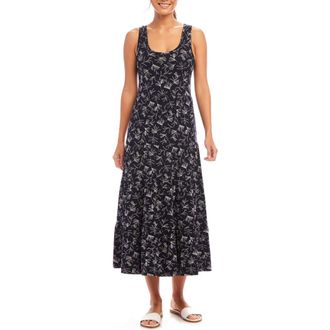 Karen Kane Leaf Print Tiered Midi Tank Dress at Nordstrom Rack, Size X-Large
