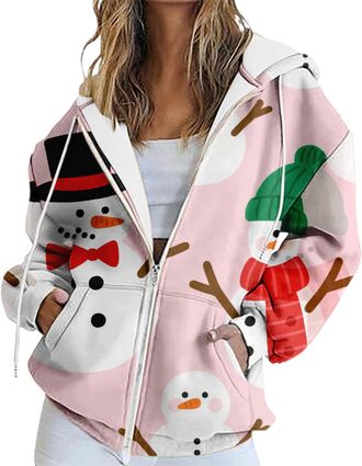 Generic christmas jumpers,ladies xmas tops, Fashionable Casual Comfort Printed Long Sleeve Top Loose Sweatshirt Long Length Sweaters (Brown, XXXL)&