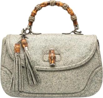 Gucci Pre-owned Handbags, female, Gray, Size: ONE SIZE Pre-owned Leather Handbag