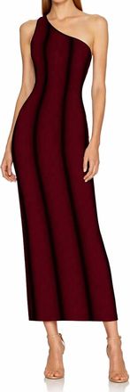 SER.O.YA One Shoulder Ribbed Maxi Dress In Burgundy Black Striped