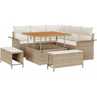 vidaXL Vidaxl - Conjunto De Sof&aacute; De Jard&iacute;n 8 Pcs Beige, Crema 100 X 100 X 71 Cm