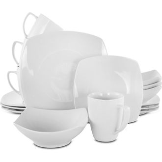 Gibson Zen Buffetware 16 piece Square Dinnerware Set in White at Nordstrom