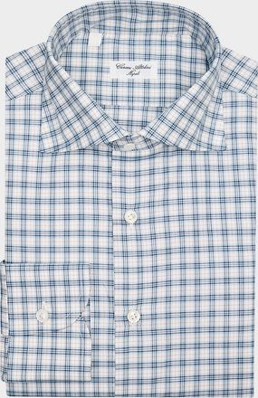 Cesare Attolini Mens Cotton Petite-Plaid Sport Shirt