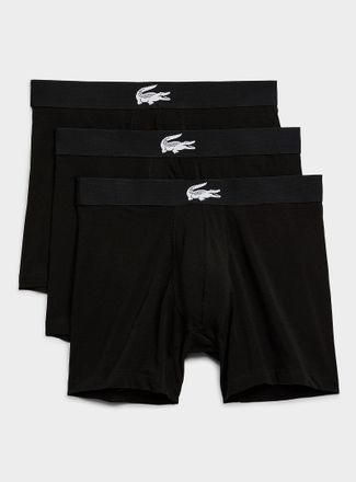 Lacoste Mens 5 croc-waist black boxer briefs Cotton 3-pack