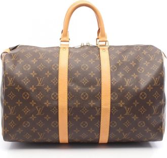 Louis Vuitton Brown Coated Canvas Leather Boston Bag (Pre-Owned)