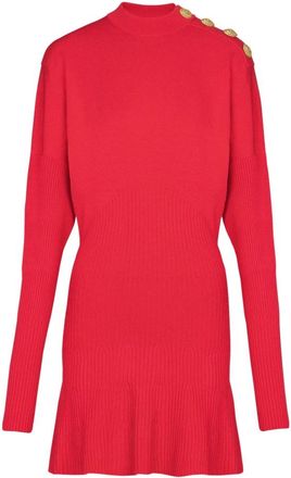 Balmain Korte uitlopende gebreide jurk - Dames - Kleedjes - Roze - XS - Leer - Kleedjes