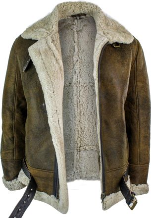 TruClothing Vintage Sherling Sheepskin Pilot Jacket With Cream Fur