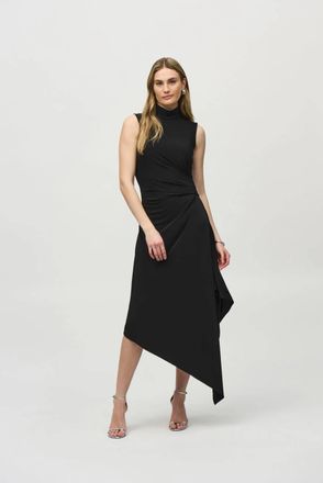 Joseph Ribkoff Fit And Flare Asymmetrical Hem Dress In Black