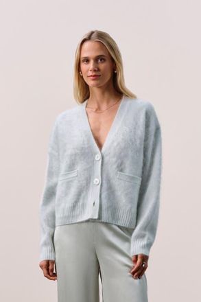 Naked Cashmere Brushed Cashmere Boxy Cardigan w/ Shell Btns in Jadite at Nordstrom, Size X-Small